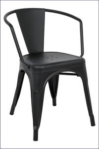 Industrialne krzesło metalowe do jadalni czarne - Riki 4X