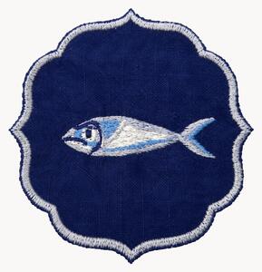 Komplet serwetek z haftem Fish, 2 elem