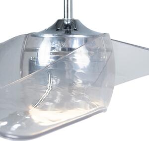 Wentylator sufitowy chrom w tym LED z pilotem - Sirocco 50 Oswietlenie wewnetrzne
