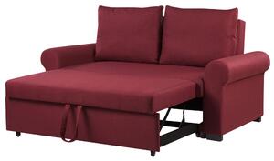 Sofa rozkładana burgundowa poliester 2-osobowa kanapa retro Silda Beliani