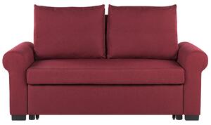 Sofa rozkładana burgundowa poliester 2-osobowa kanapa retro Silda Beliani