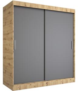 Szafa przesuwna 180 cm dąb artisan + antracyt L9-C45