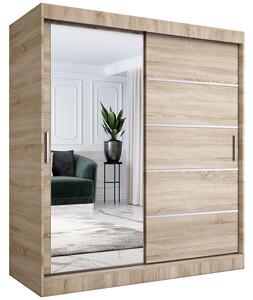 Szafa z drzwiami przesuwnymi i lustrem 180 cm dąb sonoma W6-A72