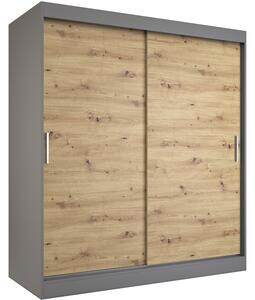 Szafa przesuwna 180 cm antracyt + dąb artisan P7-B02