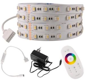 Zestaw taśma LED 24V 5m RGB+4000K IP20 pilot, zasilacz, sterownik 319289 Polux