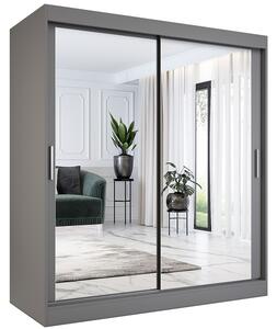 Antracytowa szafa przesuwna lustrzana 180 cm F2-P01
