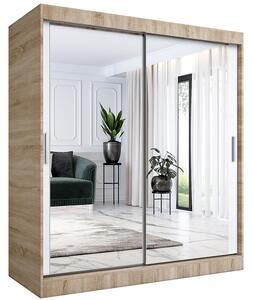 Szafa przesuwna z lustrem dąb sonoma + biały 180 cm 4x C0-E81