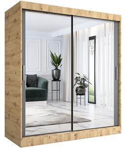 Szafa przesuwna z lustrem 180 cm dąb artisan + antracyt R5-F77