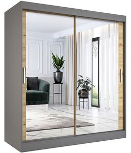 Szafa przesuwna z lustrem 180 cm antracyt + dąb artisan G3-T44