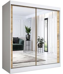 Szafa przesuwna z lustrem biel + dąb artisan180 cm M1-K74