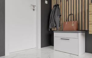 Biała nowoczesna szafka na buty z siedziskiem - Triso 3X