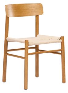 LIAM Sznurek Kraft/stelaż Dąb Naturalny - KRZESŁO DREWNIANE PLECIONE DO SALONU JADALNI KUCHNI MODERN CLASSIC BOHO