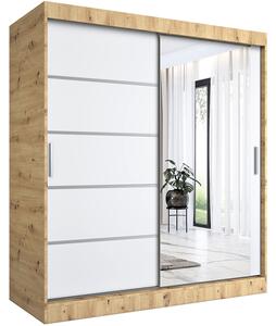 Szafa przesuwna 180 cm dąb artisan + biały H5-W91