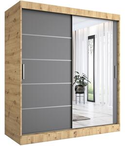 Szafa przesuwna 180 cm dąb artisan + antracyt Z0-D13