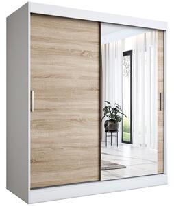 Szafa przesuwna biel + dąb sonoma 180 cm T7-N69