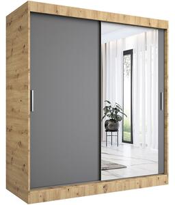 Szafa przesuwna dąb artisan + antracyt 180 cm H8-Z14