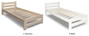 Białe pojedyncze łóżko z materacem 90x200 - Zinos