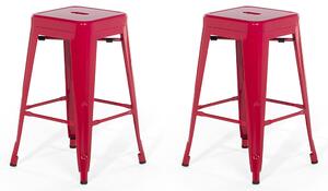 Zestaw 2 hokerów stołków barowych metalowy 60 cm czerwony Cabrillo Beliani
