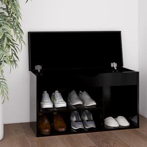 Ławka na buty z poduszką, czarna, 80x30x47 cm, płyta wiórowa