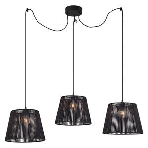 Zewnetrzna Zewnętrzna lampa wisząca czarna z czarnym sznurem, 3-punktowa IP44 - Cava Jayla Oswietlenie zewnetrzne