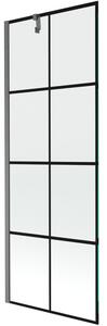 Mexen Next parawan nawannowy 1-skrzydłowy 70 x 150 cm, czarna kratka, gun gray szczotkowany - 895-070-000-00-77-66