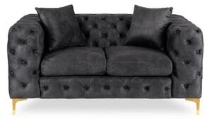 Sofa SORRENTO 2S Dwuosobowa Czarna Welurowa Nowoczesna Glamour