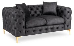 Sofa SORRENTO 2S Dwuosobowa Czarna Welurowa Nowoczesna Glamour