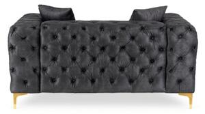Sofa SORRENTO 2S Dwuosobowa Czarna Welurowa Nowoczesna Glamour
