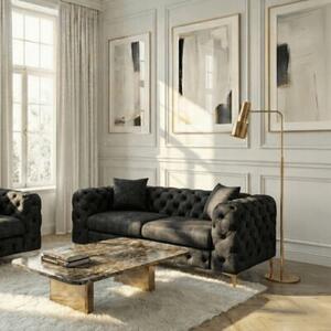 Sofa SORRENTO 2S Dwuosobowa Czarna Welurowa Nowoczesna Glamour
