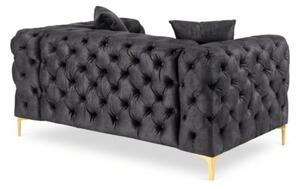 Sofa SORRENTO 2S Dwuosobowa Czarna Welurowa Nowoczesna Glamour
