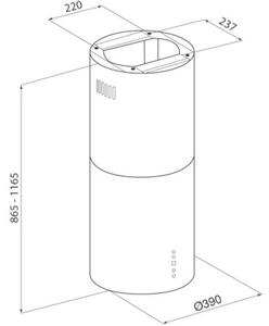 Okap GLOBALO Cylindro Isola 39.7 Czarny 742m3/h 61dB klasa B WyÅwietlacz elektroniczny