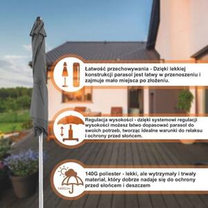 Parasol ogrodowy BLACK FOREST L-0725S 200 cm Szary