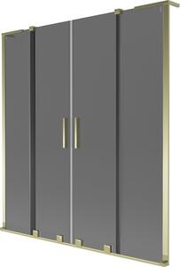 Mexen Velar L Duo parawan nawannowy 2-skrzydłowy rozsuwany 150 x 150 cm, grafit, złoty - 896-150-003-42-50