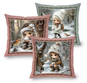 Zestaw 3 poszewek na poduszki WINTER GIRLS 45 x 45 cm