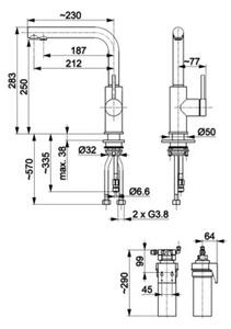 Bateria kuchenna stojÄ ca KFA ARMATURA Duero Pure Basic z filtrem wody Szary metaliczny 6623-915-61