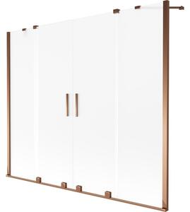 Mexen Velar Duo parawan nawannowy 2-skrzydłowy rozsuwany 190 x 150 cm, szron, różowe złoto - 896-190-000-32-60