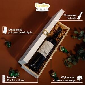 Białe Pudełko na Wino | CREATIVE DECO | 1 Butelka 36x11x9,8cm | Biały