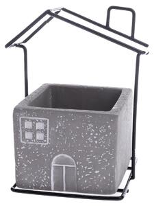 Betonowa osłonka na doniczkę House szary, 11 x 14 x 8,7 cm