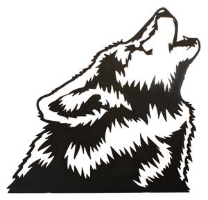Drewniana rzeźbiona dekoracja ścienna Profil wilka, 34 x 34 x 0,3 cm