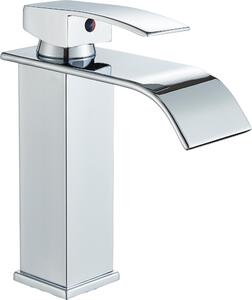 Bateria umywalkowa Ari Waterfall, stojca, mosina, chrom srebrny, wylewka typu wodospad, zawór ceramiczny