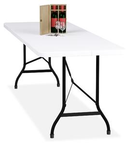 Stó ogrodowy Relaxdays, skadany, wymiary: 75 x 220 x 68 cm, tworzywo sztuczne, stal, stó skadany odporny na warunki atmosferyczne, stó ogrodowy, biay