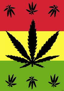 Plakat, Obraz Marijuana Leaf - On rasta colours