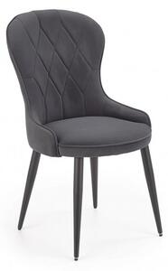 Krzesło do jadalni K366 - popielate, tapicerowane, szare, welwet, glamour