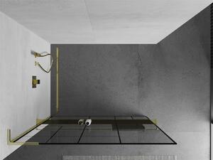 Mexen Kioto+ L ścianka prysznicowa z półką Walk-in 120 x 200 cm, czarny wzór, złota - 800-120-123-50-78