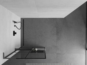 Mexen Kioto+ L ścianka prysznicowa z półką Walk-in 70 x 200 cm, czarny wzór, gun gray szczotkowany - 800-070-123-66-77