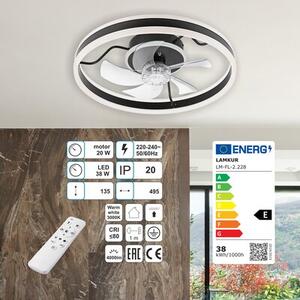 Plafon sufitowy LED LAMKUR LM-FL-2.228 z wiatrakiem Biało-czarny