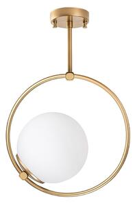Biała/w kolorze mosiądzu lampa sufitowa ze szklanym kloszem 39x26 cm Dolunay – Opviq lights
