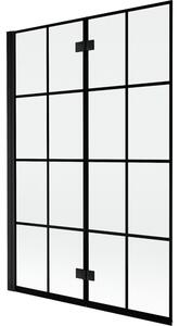Mexen Mist parawan nawannowy 2-skrzydłowy lewy 120 x 150 cm, czarna kratka, czarny - 8A9-120-002-70-77-L