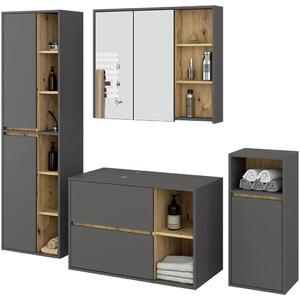 Komplet mebli łazienkowych grafit + dąb artisan W8-C09