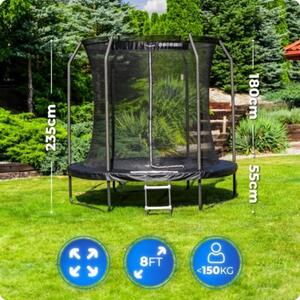 Trampolina ogrodowa THUNDER 8ft 244 cm dla dzieci z siatką wewnętrzną i drabinką